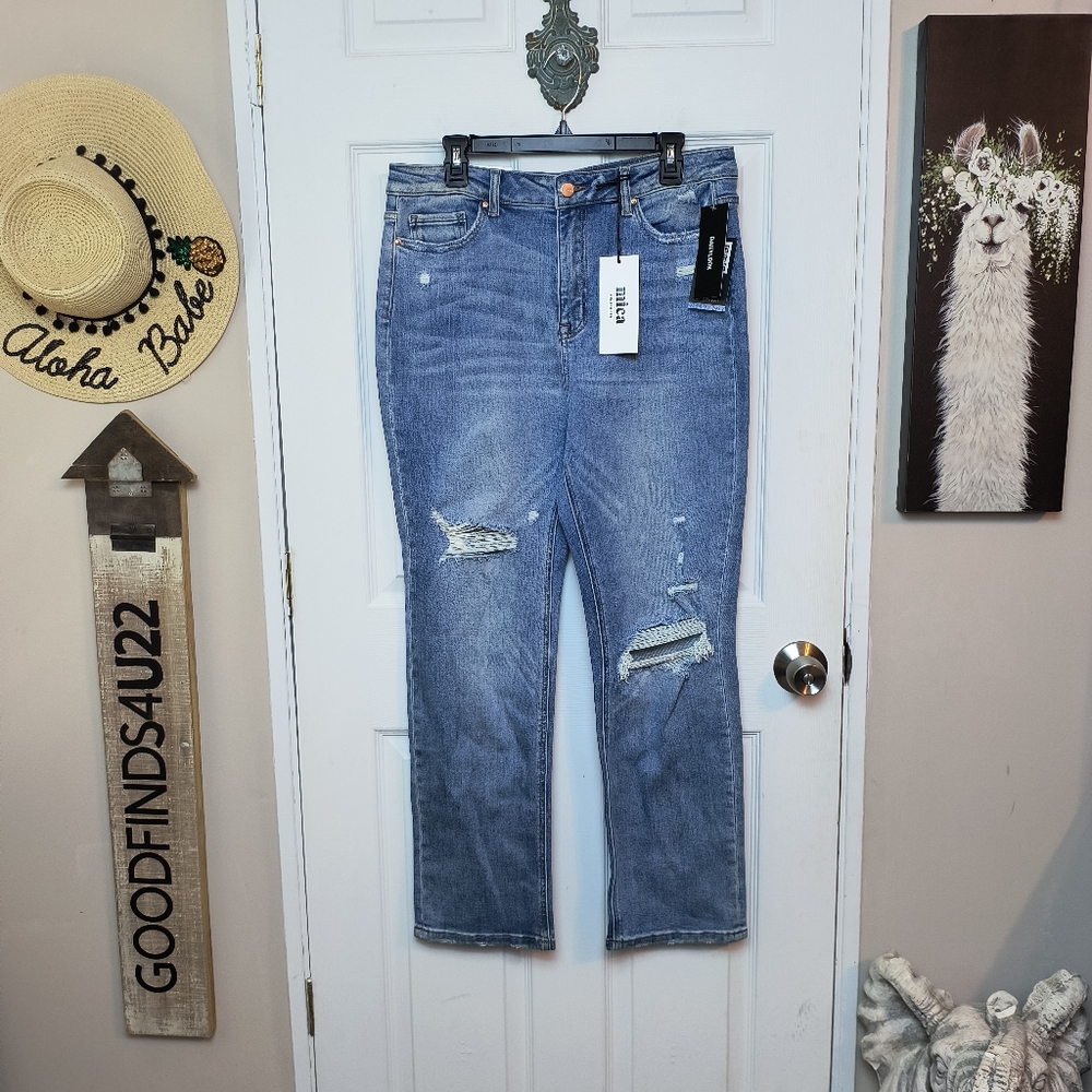 Mica Denim Women's Size 32 Light Wash Superhigh Straight Leg Jeans Pants NWT